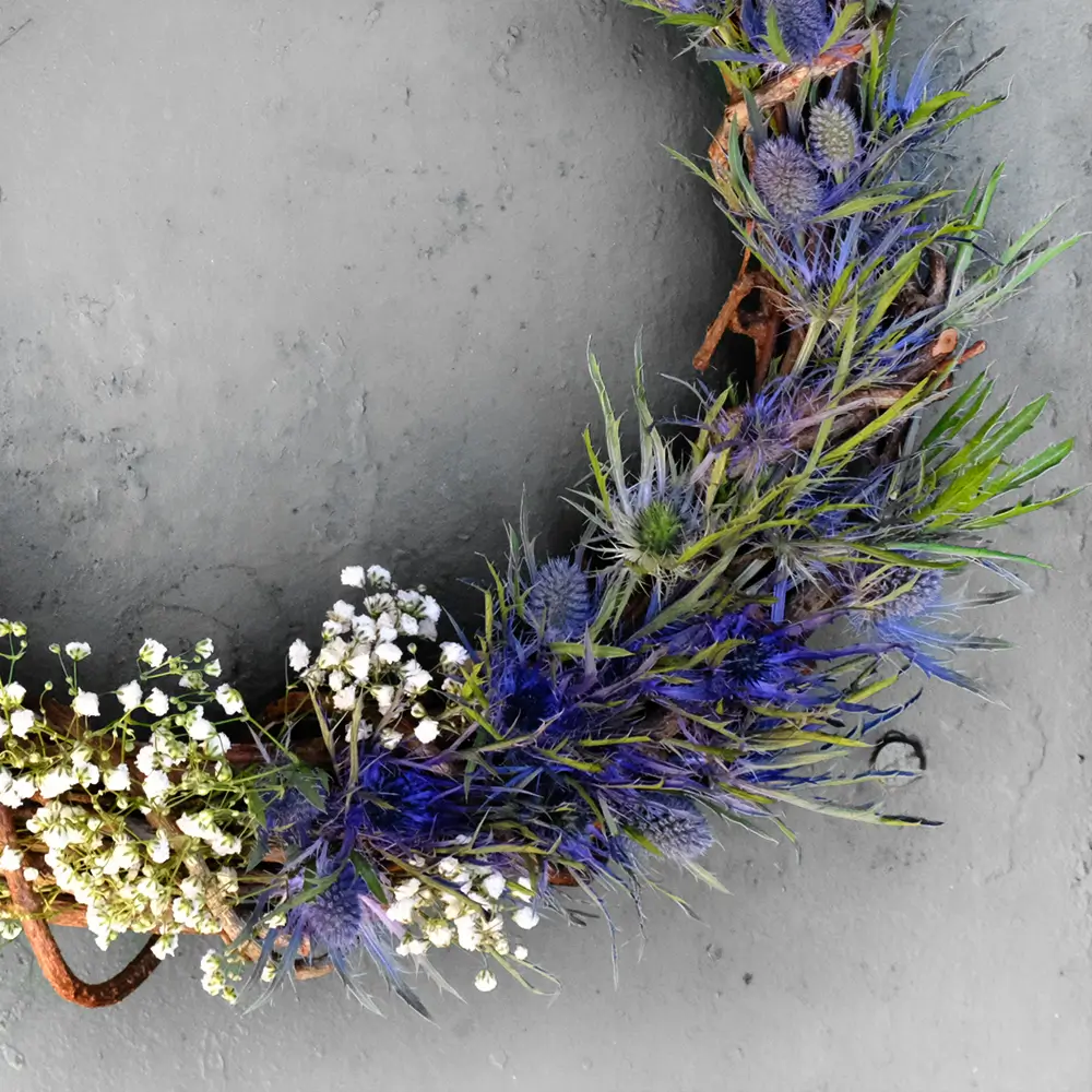 Thistle and Baby's Breath Wreath