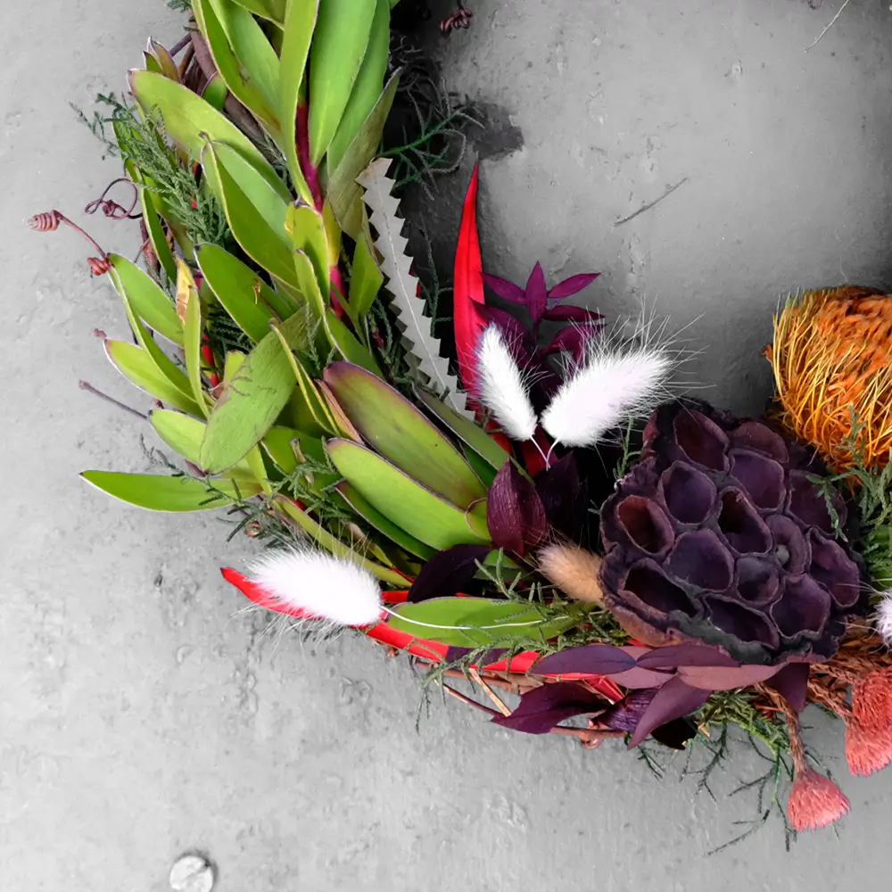Leucadendron and Lotus Pod Wreath