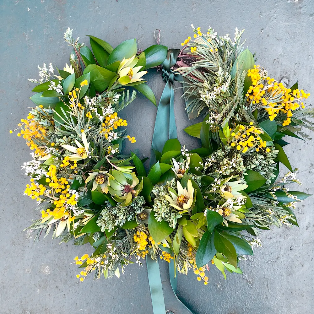 Ruscus and Leucadendron Wreath