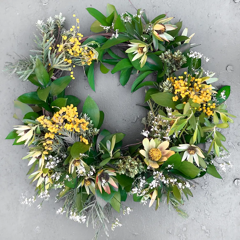 Ruscus and Leucadendron Wreath